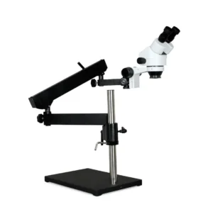 WP-9 Series Zoom Stereo Microscopes with Articulating Arm Pillar Stand and Base