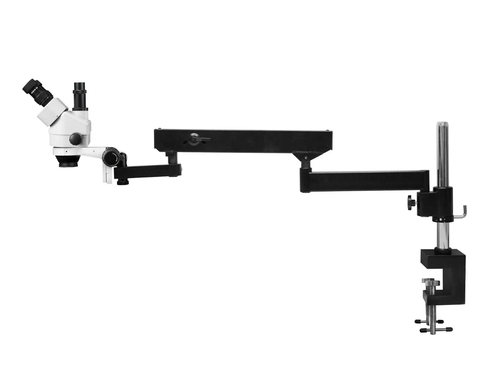 WP-8 Series Zoom Stereo Microscopes with Articulating Arm Pillar Clamp Stand - Image 2